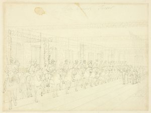 Tutkimus Horse Armory Towerille, Microcosm of London tekijältä Augustus Charles Pugin