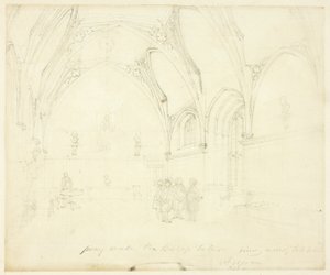 Tutkimus Lambethin palatsia varten, Lontoosta Microcosm of London (Mikrokosmos Lontoosta) tekijältä Augustus Charles Pugin