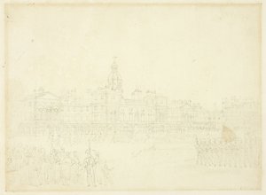Tutkimus Mounting Guardille, St James Park, Microcosm of London tekijältä Augustus Charles Pugin
