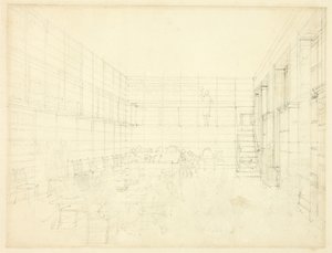 Tutkimus Royal Institutionille, Albemarle Street, Lontoon Microcosmilta tekijältä Augustus Charles Pugin