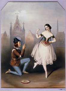 Carlotta Grisi Esmeraldana ja Jules Perrot Gringoire - La Esmeralda, baletti 3 näytöksessä ... (litografia)