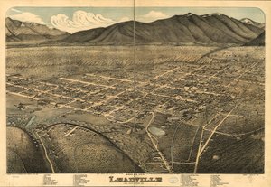Lintuperspektiivistä Leadville, Lake County, Colo. 1879. tekijältä Augustus Koch