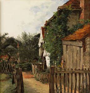 Mökkipuutarha (öljy paneeliin) tekijältä Augustus Leopold Egg