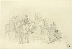 Lepäävät matkustajat tekijältä Augustus Wall Callcott