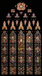 Kristus enkelien ympäröimänä, 1850 (lasimaalauksia) tekijältä Augustus Welby Northmore Pugin