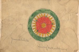 Suunnittelu tammesta ja tammenterhosta tehdylle seppeleelle, joka liittyy mahdollisesti puhujatuolin suunnitteluun tekijältä Augustus Welby Northmore Pugin