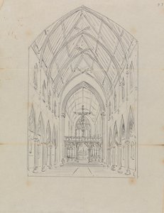 Esboço do interior de uma igreja gótica finlandesa tekijältä Augustus Welby Northmore Pugin
