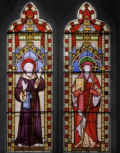Pyhä Fransiskus Assisilainen ja Pyhä Karolius, 1847 (lasimaalauksia) tekijältä Augustus Welby Northmore Pugin