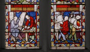 Pyhän Luukkaan ikkuna, yksityiskohta, 1853 (lasimaalauksia) tekijältä Augustus Welby Northmore Pugin