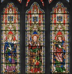 Neitsyt ja Kristus pyhien kanssa, itäikkuna, yksityiskohta, 1847-48 (lasimaalauksia) tekijältä Augustus Welby Northmore Pugin