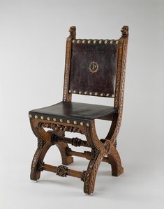 X-Frame Chair, valmistaja John Webb, n. 1847 (tammi, nahka ja messinki)