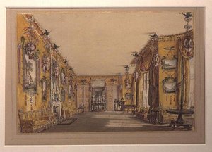 Keltainen (pohjoinen) salonki (väri litho) tekijältä Augustus Welby Pugin
