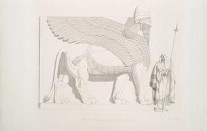 Siivekäs ihmispäinen leijona Nimroudista [Calah], 1849