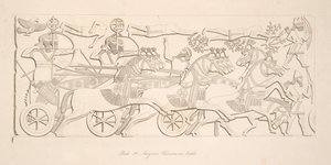 Assyrialaiset soturit taistelussa Niniven monumenteista, pubista. 1849 tekijältä Austen Henry Layard