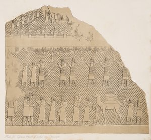 Vankeja ja osa muurin ympäröimästä kaupungista (Kouyunjik) kuva Niniven muistomerkit, 1858 tekijältä Austen Henry Layard