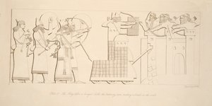 Kuningas piiritetyn linnan edessä, pahoinpitelypässi murtautumassa seiniin, Niniven monumenteista, pubista. 1849 tekijältä Austen Henry Layard