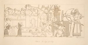Kaupungin piiritys, Monuments of Niniven pubista. 1849 tekijältä Austen Henry Layard