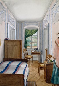 Biedermeier-tyylinen pieni huone, akvarelli, Itävalta tekijältä Austrian School