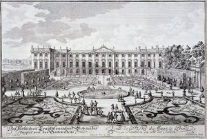 Trauthsonin prinssin palatsin puutarha edessä, Wien n.1719 tekijältä Austrian School