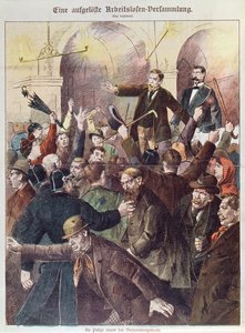 Poliisi hajottaa työttömien työntekijöiden protestikokouksen, 1897 tekijältä Austrian School