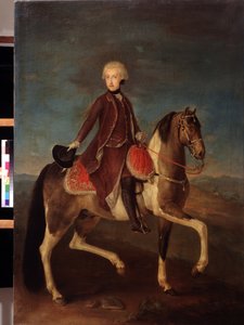 Itävallan keisarinna Maria Teresa Habsburgilaisen (1717-1780) ratsastusmuotokuva. Itävaltalaisen koulukunnan maalaus vuosina 1740–1750 (1700-luku). Klassinen tyyli. Öljy kankaalle. Pushkin-museo, Moskova. tekijältä Austrian School