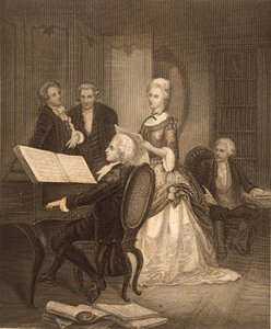 Wolfgang Amadeus Mozart säestää Caterina Maddalena Giuseppa (kaiverrus) tekijältä Austrian School