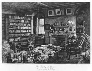 The Study at Down, pub. 1882 (kaiverrus) tekijältä Axel (after) Haig