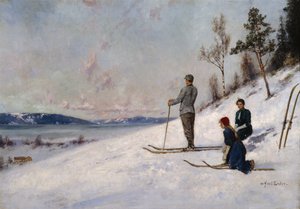 Hiihtäjä (öljy kankaalle)