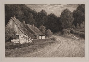 Maalaistalo metsän rannalla