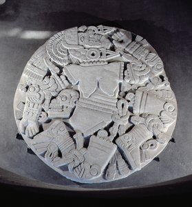 Tenochtitlanin kaksoispyramidin juurelta löydetyn kuunjumalattar Coyolxauhquin paloittelusta, myöhään jälkeisellä klassikolla (1300-1521) (katso myös 97326)