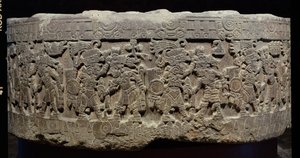 Tizocin kivi (n. 1481-86) tai Temalacatl, 1325-1521 tekijältä Aztec