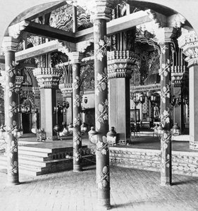 Mahratta durbar -sali, Tanjoren prinsessan palatsi, Tanjore Thanjavur, Intia, 1901.