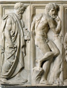 Profeetta ja Ignudo Matala marmorireliefi, kirjoittanut Baccio Bandinelli (1493-1560) tekijältä Baccio Bandinelli
