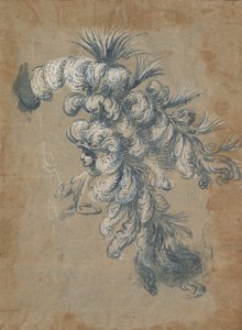 Suunnittelu ylelliseen höyhenpäähineeseen, n. 1620-56.