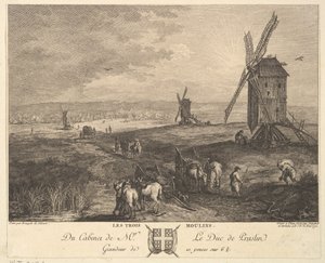 Kolme tuulimyllyä Les Trois Moulins maalauksen jälkeen Duc de P...n kokoelmassa, 1772