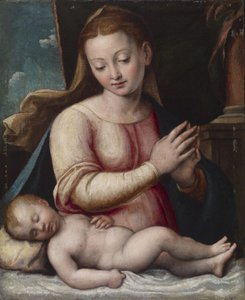Madonna palvelee lasta, noin 1580-1600 (öljy kankaalle, paneeliin kiinnitetty).