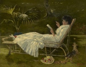 Woman Reading, n. 1910 tekijältä Barbour