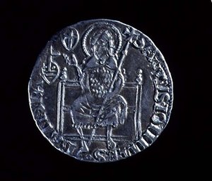 Kääntöpuoli suuresta guelfista, joka kuvaa Pyhää Johannes Kastajaa, lyöty 1376 (hopea) (kuosi 119193) tekijältä Barduccio di Chierichino