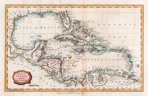 Länsi-Intian kartta, 1700-luku. tekijältä Barlow