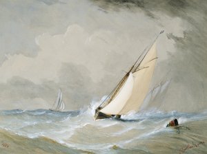 Miranda työskentelee Weilingenin kevyestä laivasta kovassa tuulessa - Oostende 1880