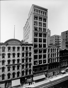 Clifton House, Thomas Church -rakennus ja J. P. Atwater -rakennus, Chicago, Illinois, USA, n. 1900 (b/w kuva) tekijältä Barnes and Crosby