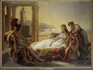 Aeneas kertoo Didolle Troijan onnettomuuksista (öljy kankaalle tekijältä Baron Pierre Narcisse Guerin