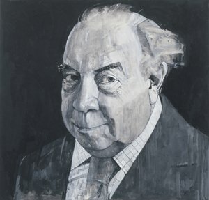 J.B. Priestleyn muotokuva, kuvitus The Listenerille, 1970-luku (guassi ja kynä aluksella)