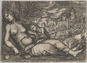 Der Welt Lauf Sleeping Justice -kopio, 1500-luvun alku. tekijältä Barthel Beham