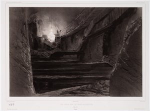 Näkymä otettu Wieliczkan kaivoksissa, Puolassa, 20. maaliskuuta 1840, kaiverrus Sabatier (sävytetty litho) tekijältä Barthelemy after Lauvergne