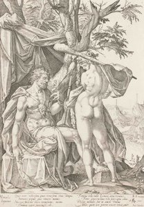 Herkules ja Omphale, 1590 tekijältä Bartholomaeus Spranger
