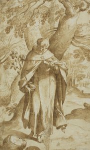 Saint Dominic Reading, n. 1573 tekijältä Bartholomaeus Spranger