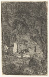 aLuolan sisätilat Valmontanen luola. Rooman rauniot (sarjan nimi) Verscheyden astui rappeutuneeseen Soo-rakennukseen ostettuna Romenina (sarjan nimi) tekijältä Bartholomeus Breenbergh