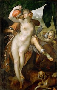 Venus ja Adonis tekijältä Bartholomeus Spranger