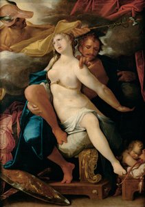 Merkurius varoitti Venusta ja Marsia, noin 1586 tekijältä Bartholomaeus Spranger